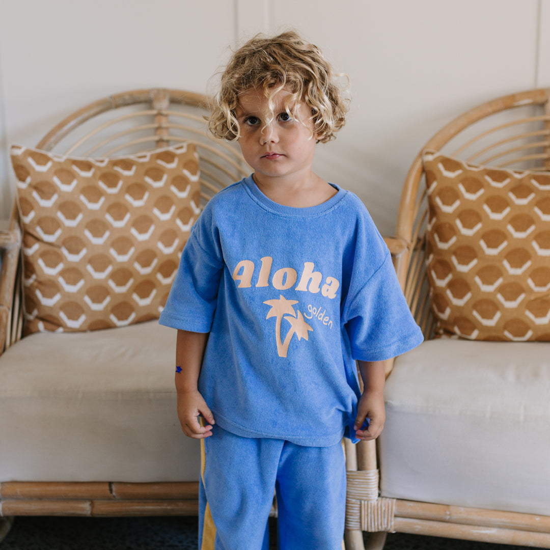 Aloha Mid Sleeve Tee Pool Blue