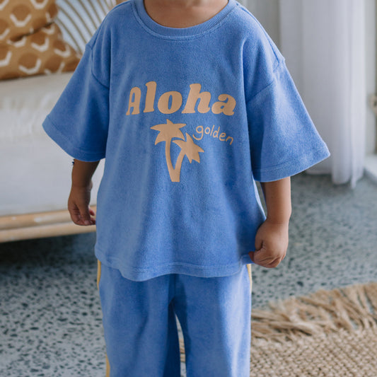 Aloha Mid Sleeve Tee Pool Blue