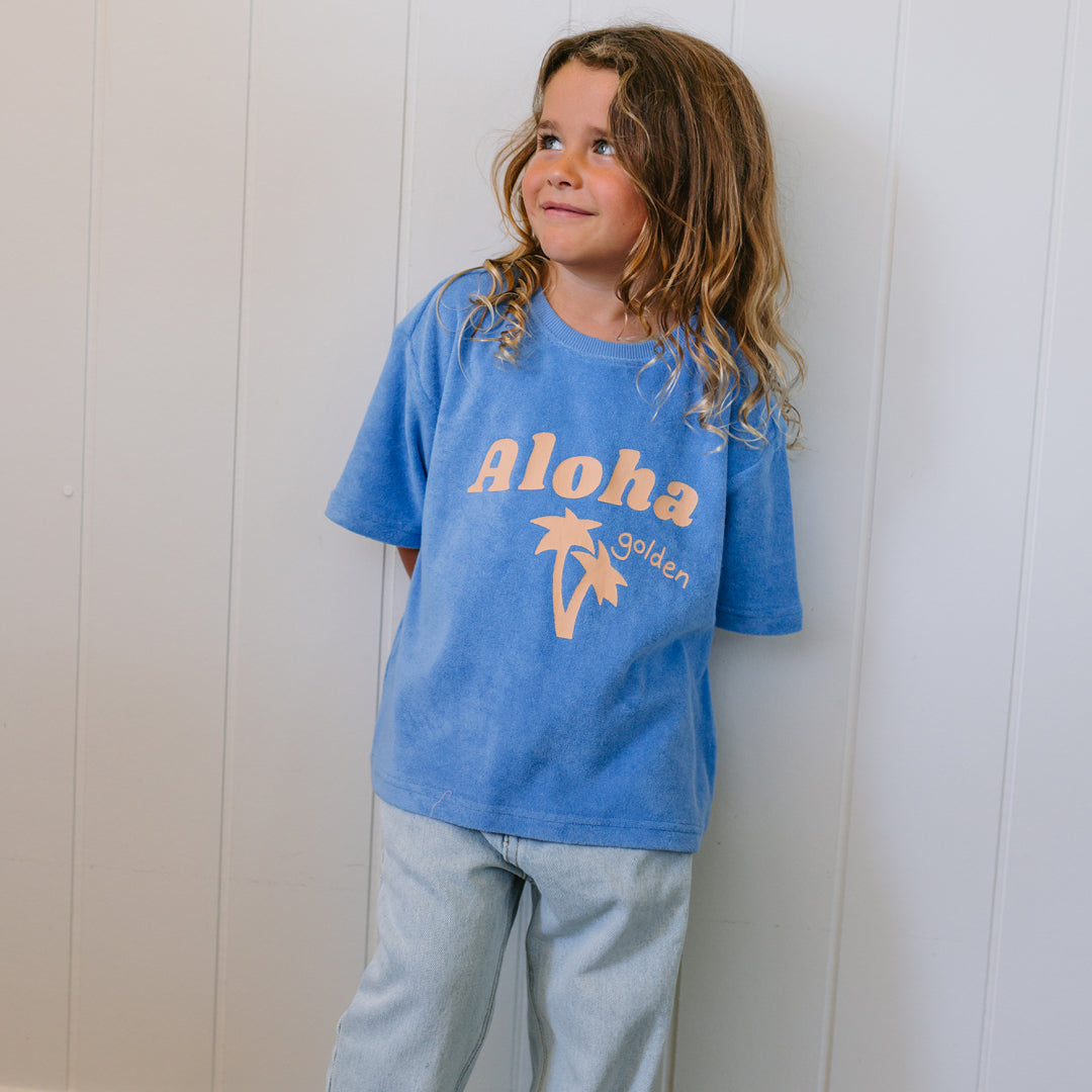 Aloha Mid Sleeve Tee Pool Blue