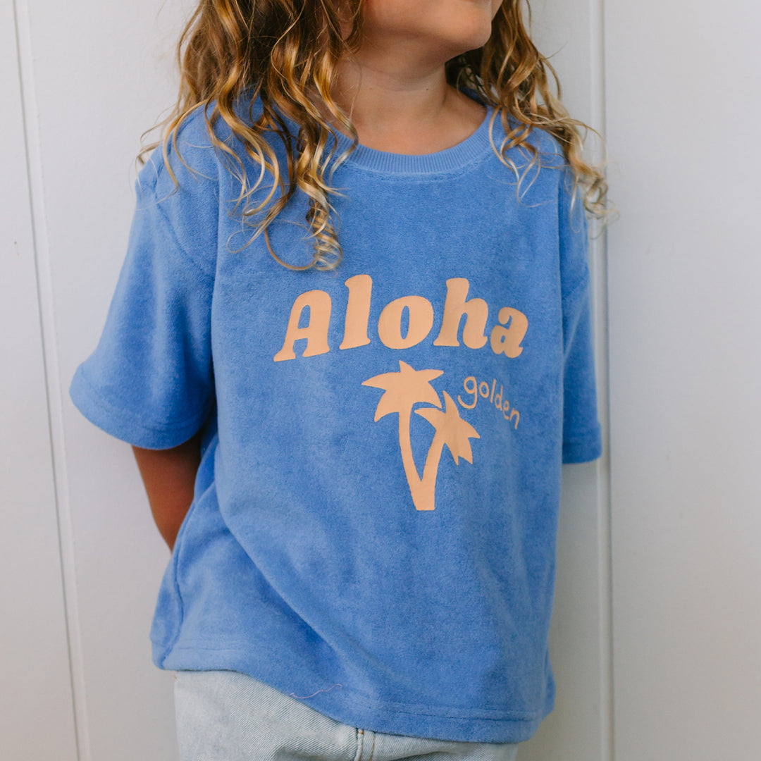 Aloha Mid Sleeve Tee Pool Blue