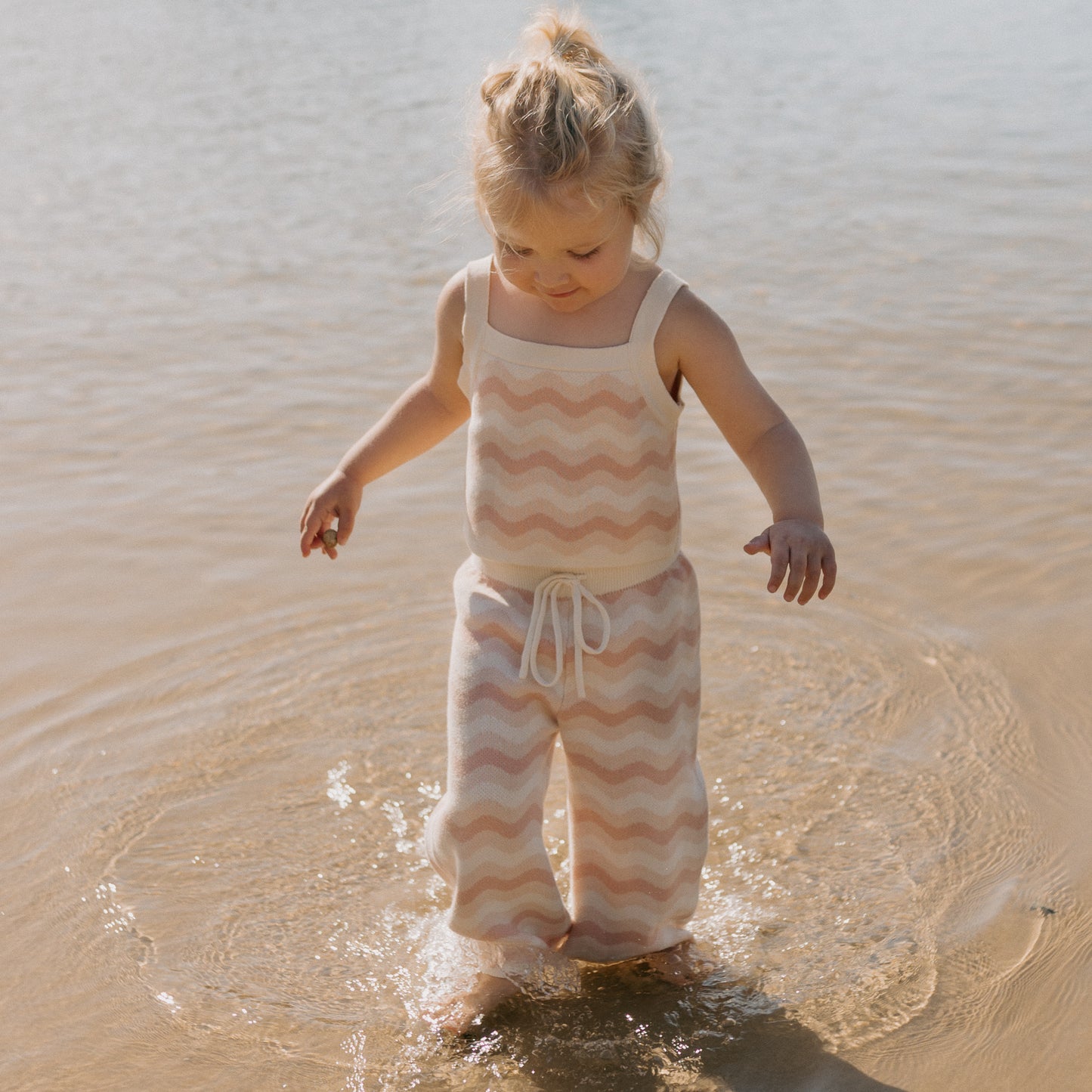 Seashore Knit Set (Crop top and Pants) Strawberry Cream