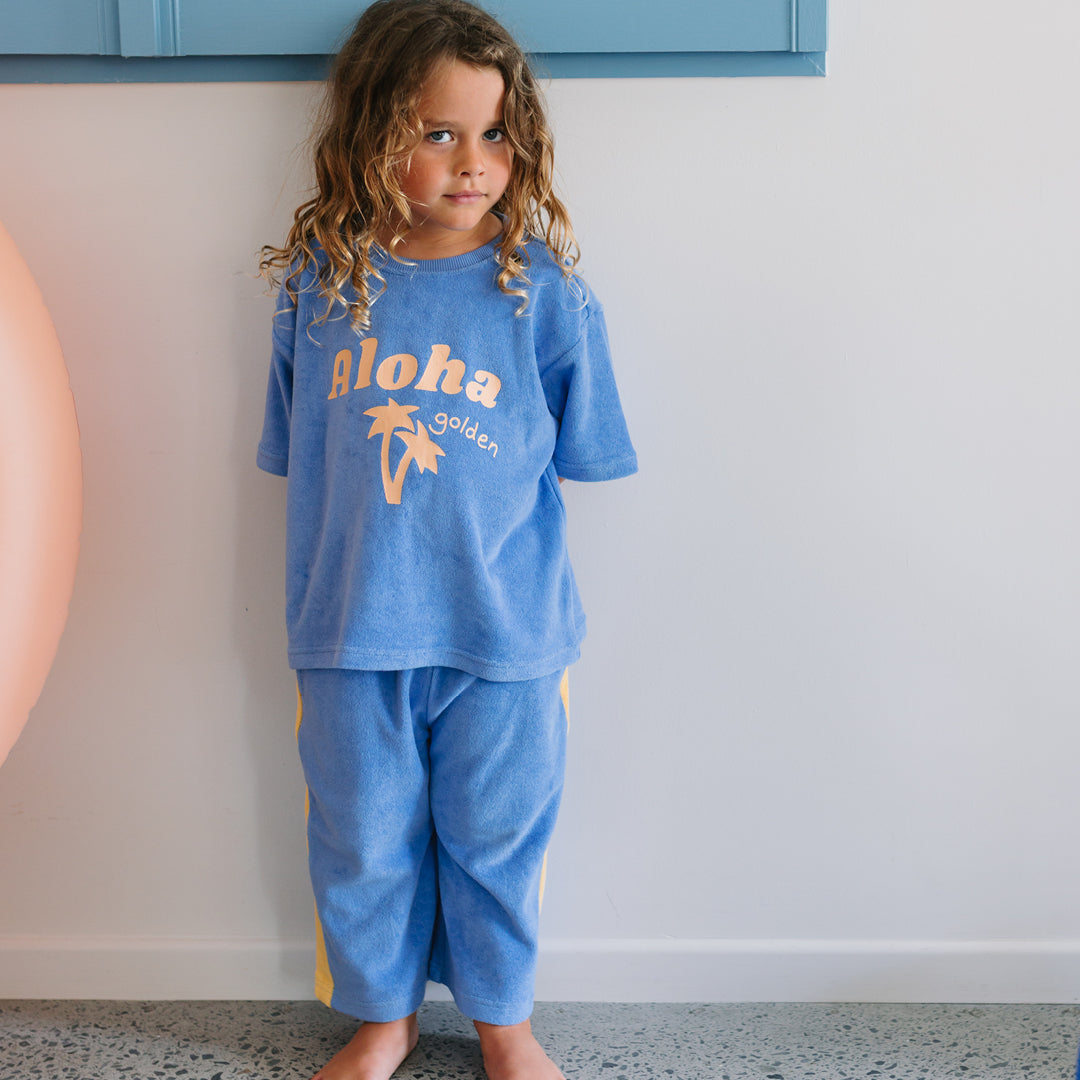 Aloha Mid Sleeve Tee Pool Blue