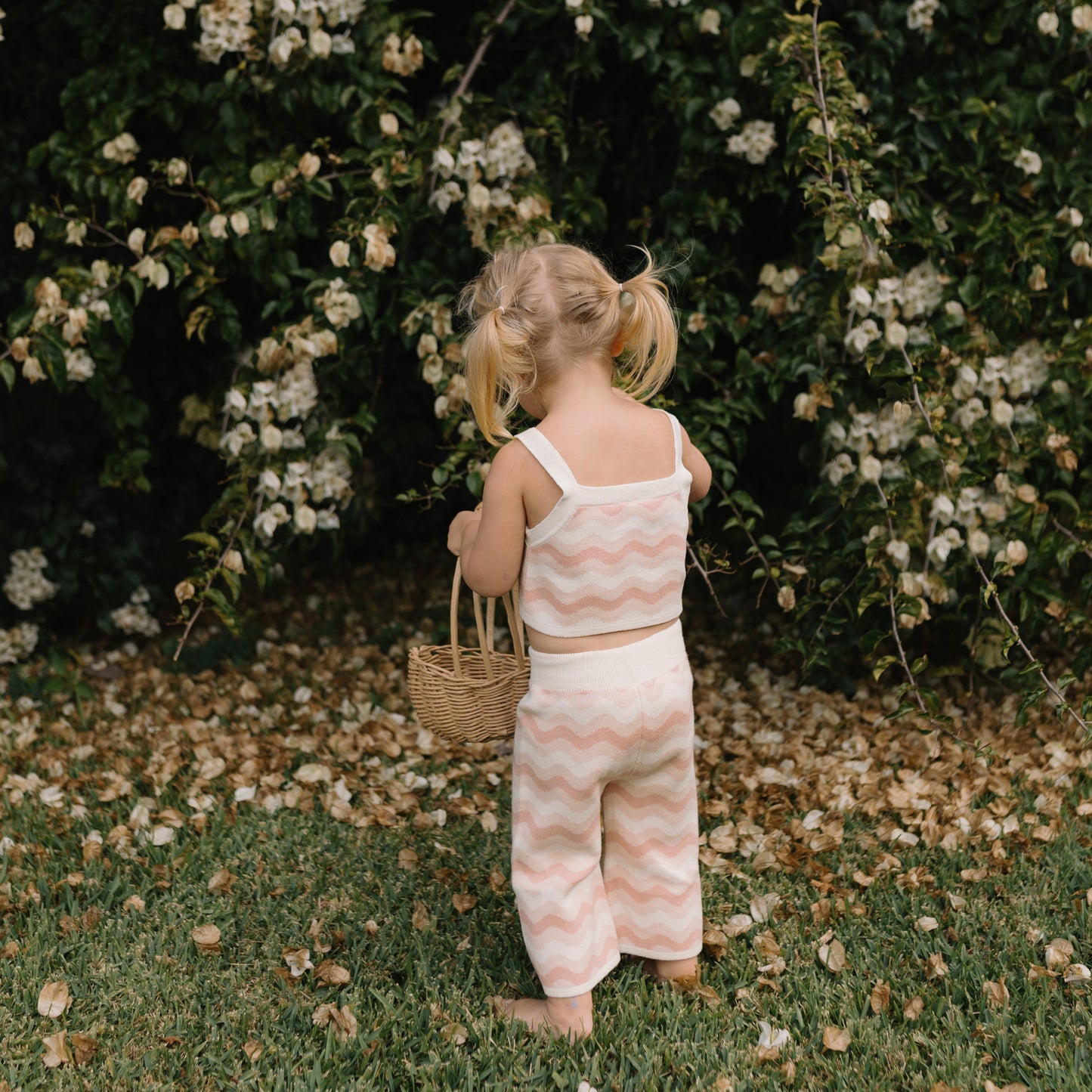 Seashore Knit Set (Crop top and Pants) Strawberry Cream