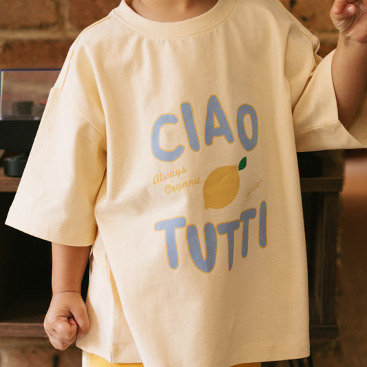 Ciao Tutti Limone Mid Sleeve Tee Vanilla Parfait
