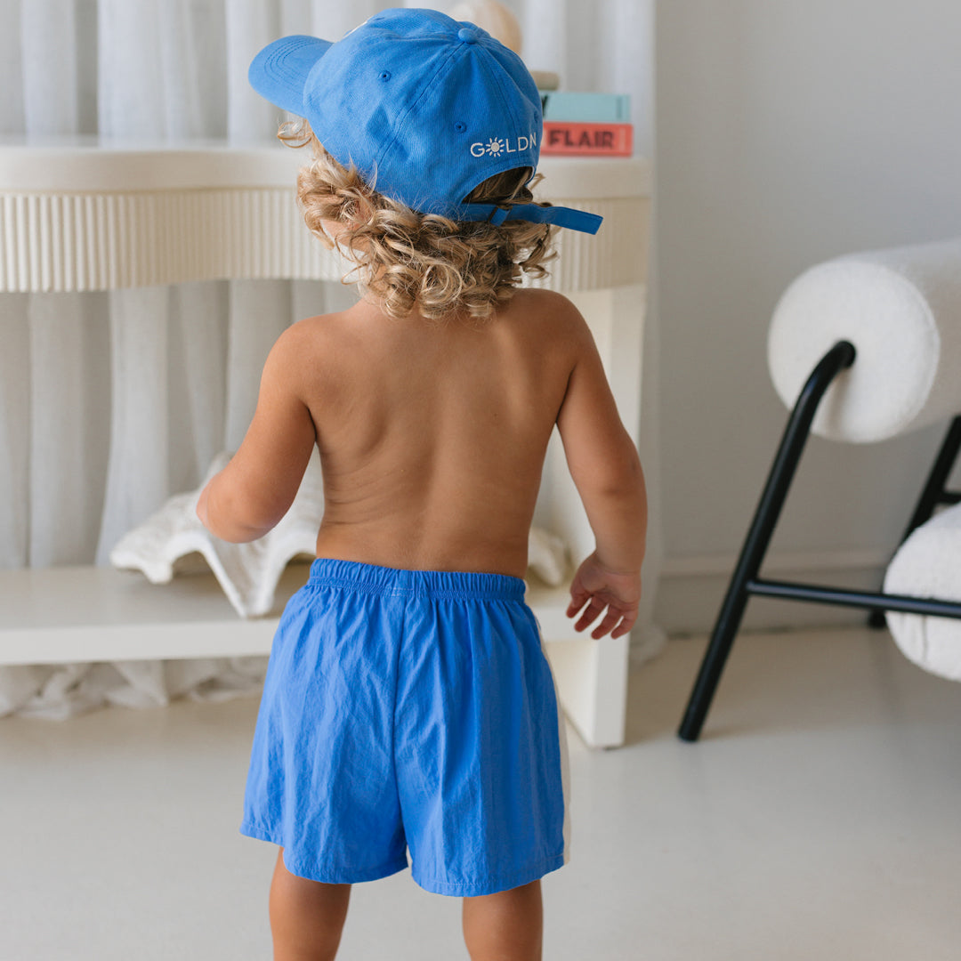 Golden Retro Board Shorts Deep Ocean