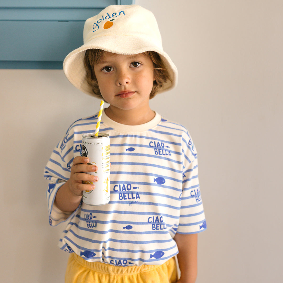 Ciao Bella Pesci Mid Sleeve Tee Buttercream Stripe