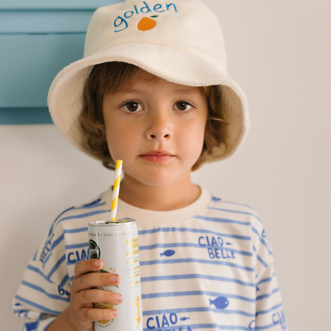 Ciao Bella Pesci Mid Sleeve Tee Buttercream Stripe