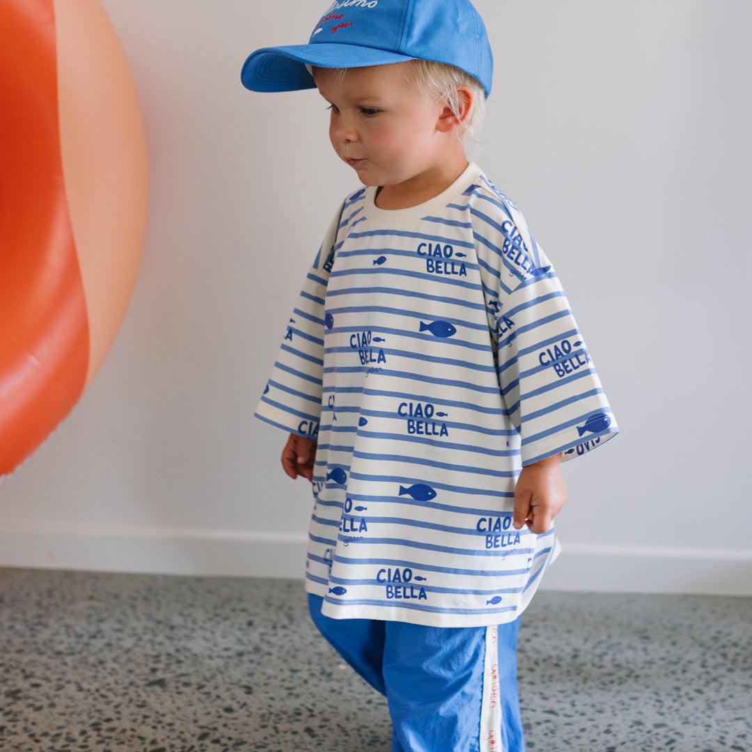 Ciao Bella Pesci Mid Sleeve Tee Buttercream Stripe