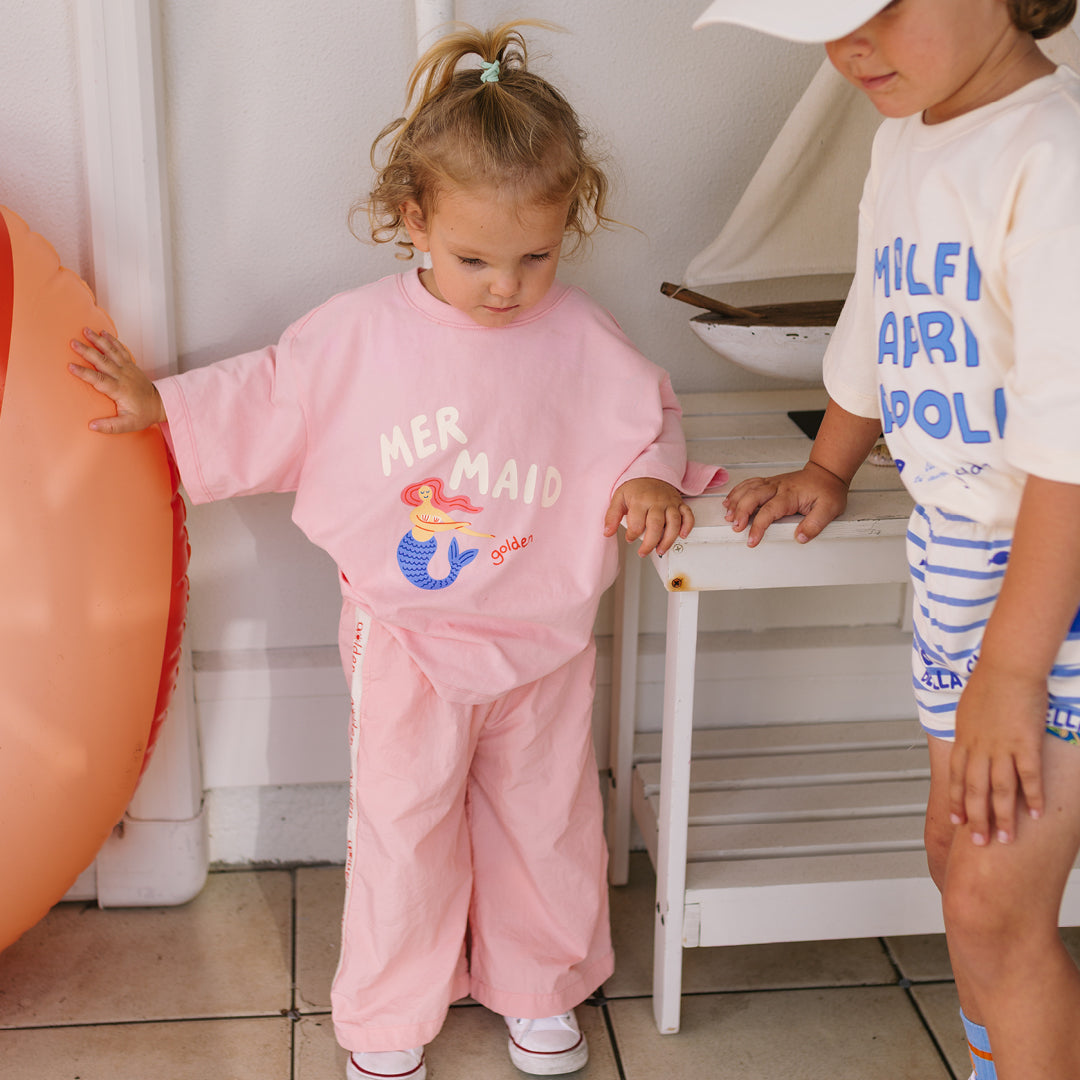 Mermaid Mid Sleeve Tee Pink Cream