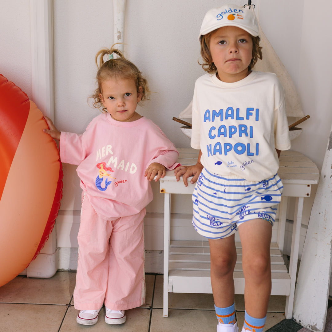 Mermaid Mid Sleeve Tee Pink Cream