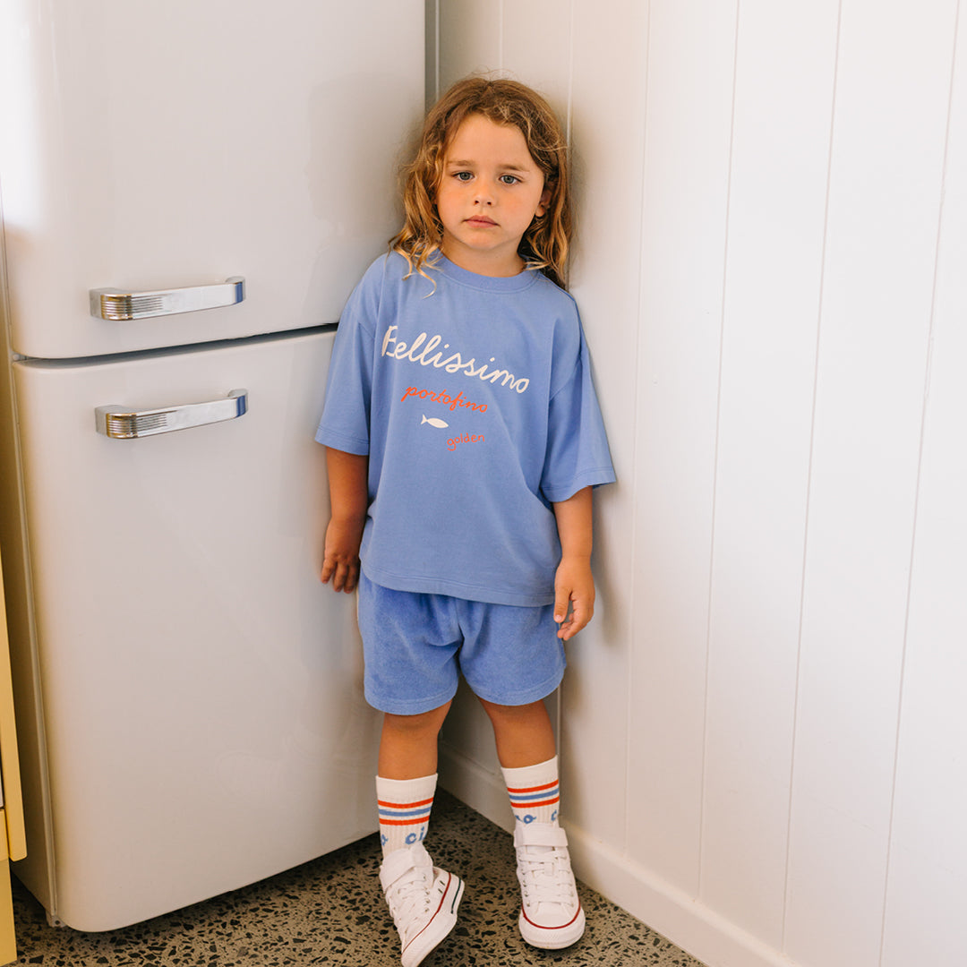 Bellissimo Mid Sleeve Tee Pool Blue