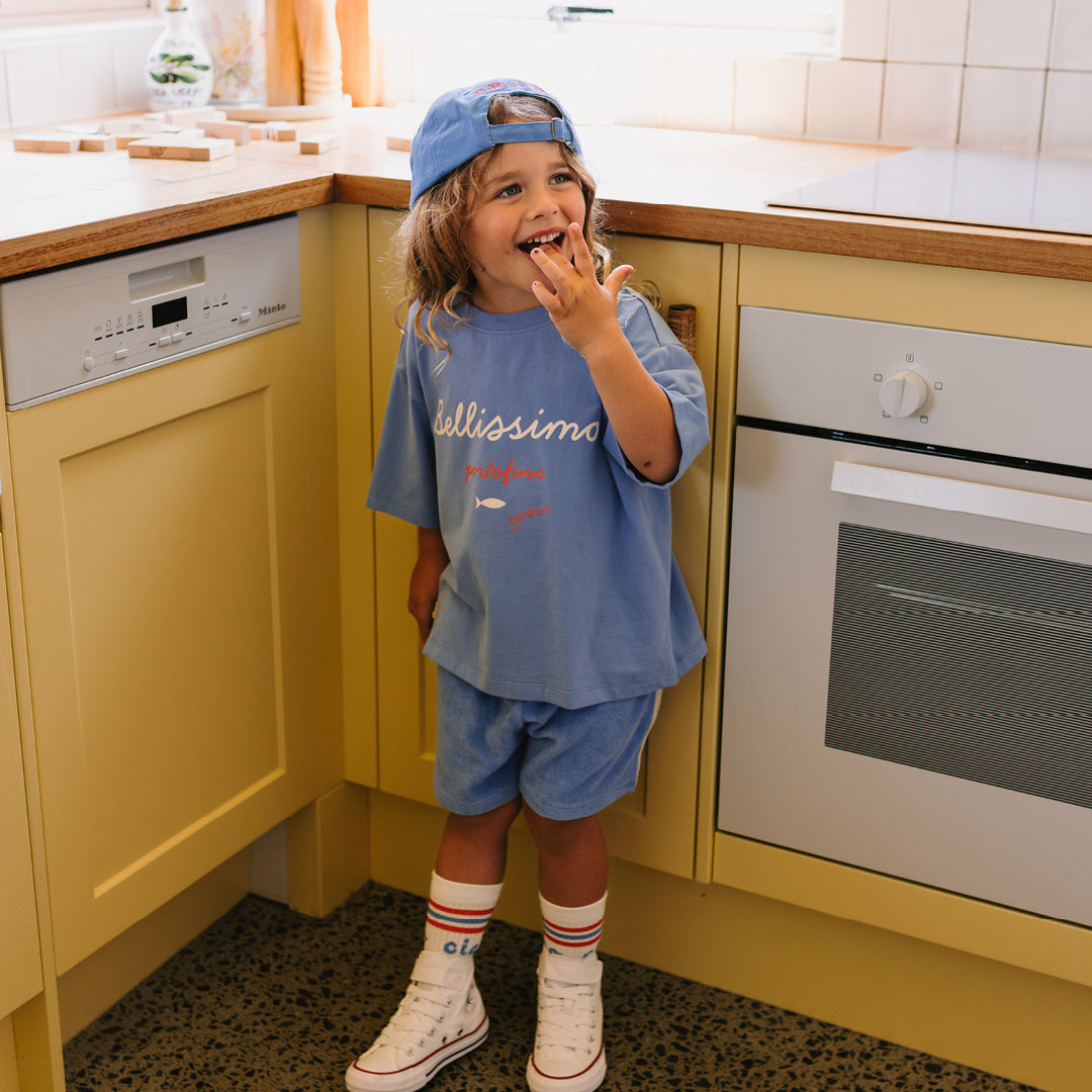 Bellissimo Mid Sleeve Tee Pool Blue