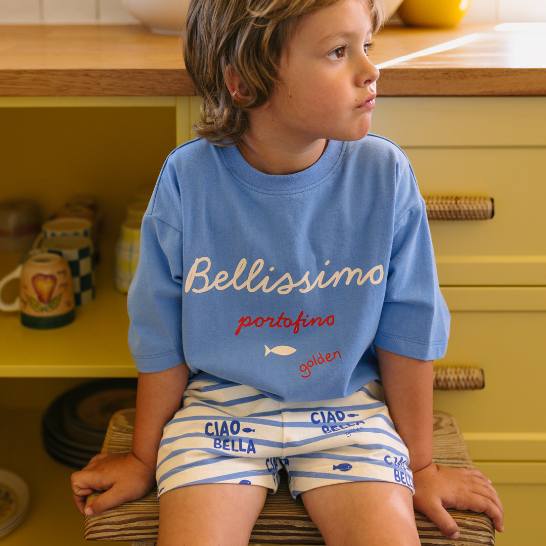 Bellissimo Mid Sleeve Tee Pool Blue