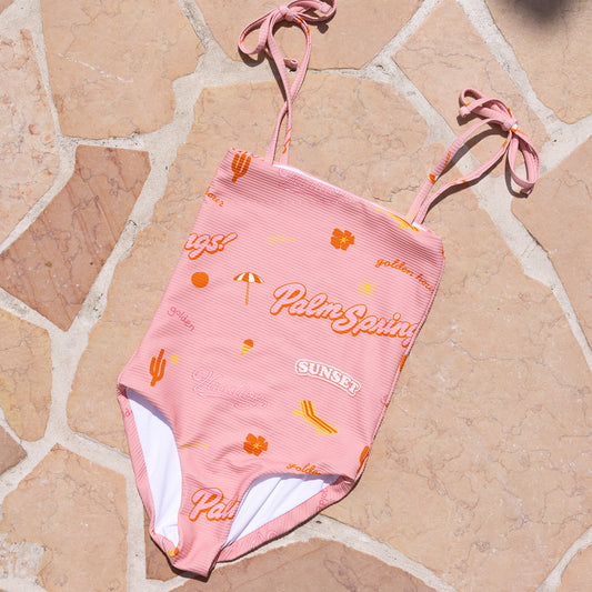 Poolside Postcard One Piece Swimsuit Sunwashed Pink