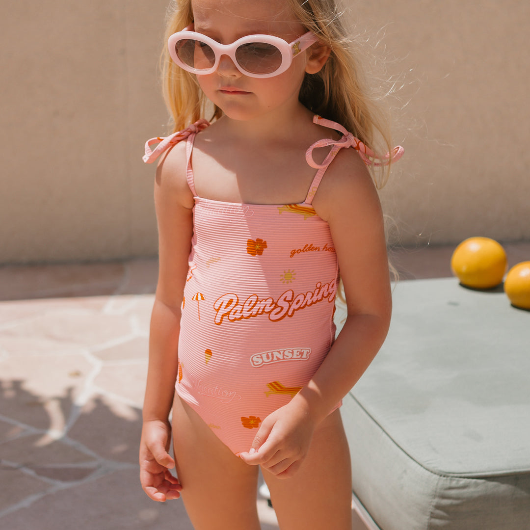 Poolside Postcard One Piece Swimsuit Sunwashed Pink