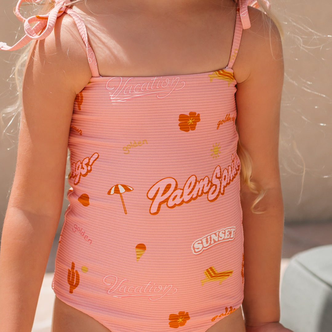 Poolside Postcard One Piece Swimsuit Sunwashed Pink