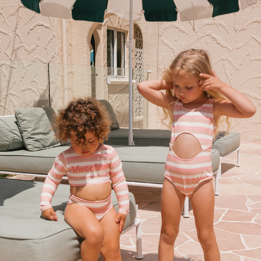 Vacation Cutout One Piece Swimsuit Motel Pink Stripe