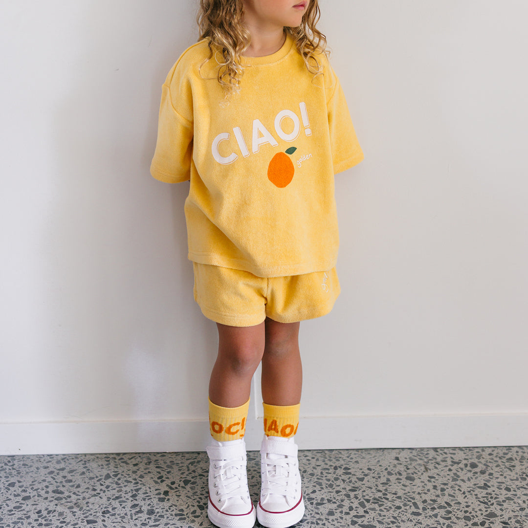 Ciao Mid Sleeve Tee Golden Cream