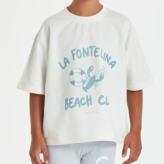 Beach Club Mid Sleeve Tee Natural White