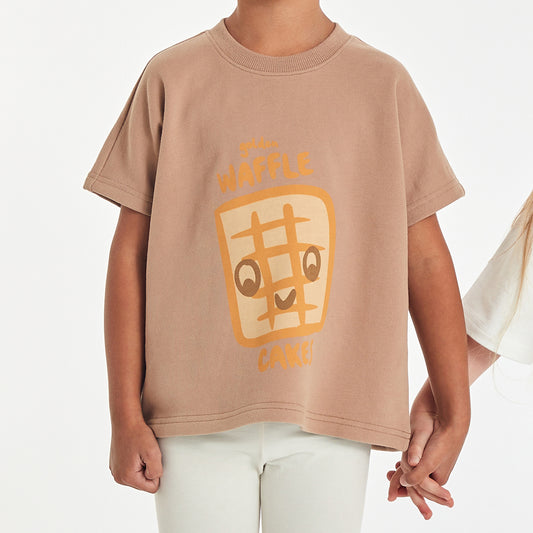 Waffle Time Sweater Tee Tawny Brown